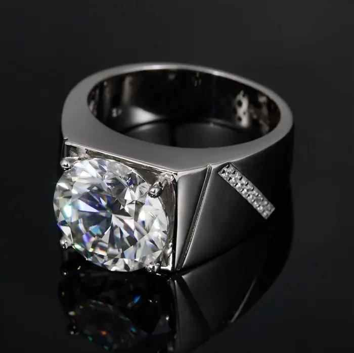 Bagues en diamant Moissanite couleur D véritable 10 carats pour hommes et femmes