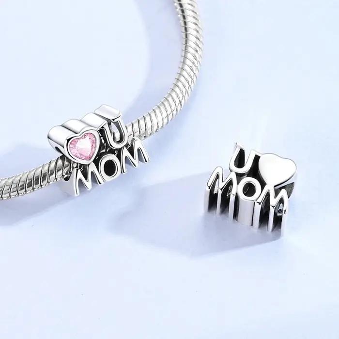 Breloque Cœur Mère-Fille en Argent Sterling 925