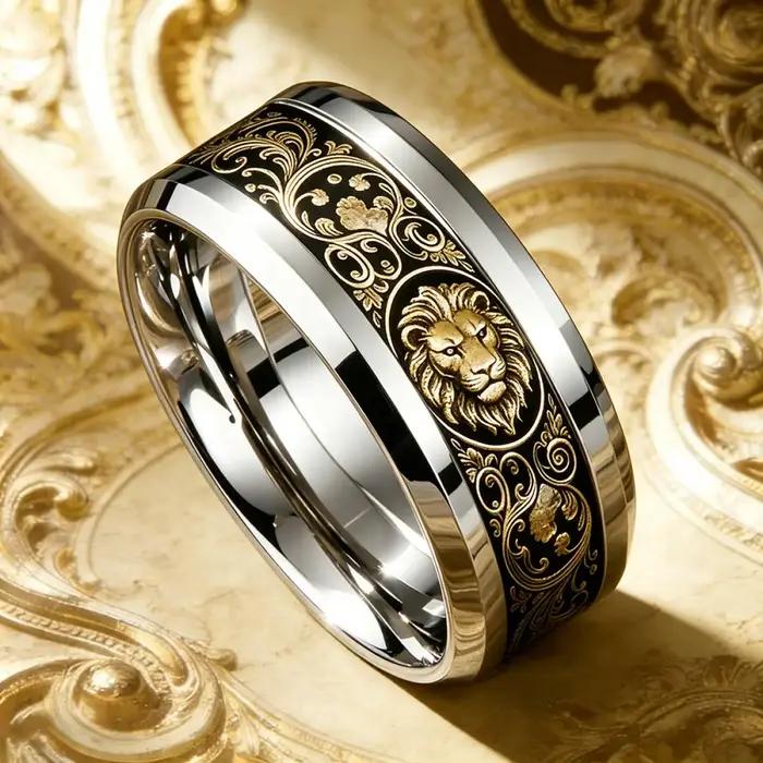 Bague Tête de Lion Majestueuse Style Baroque Vintage