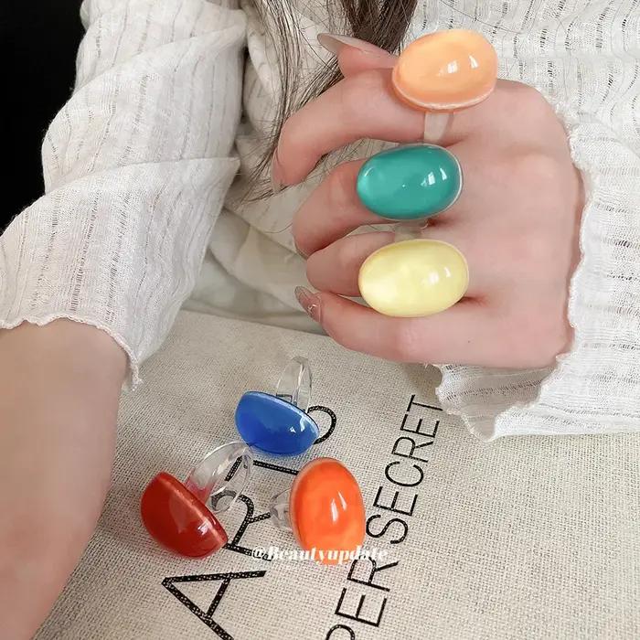 Bague ovale en résine, bijoux élégants pour femmes