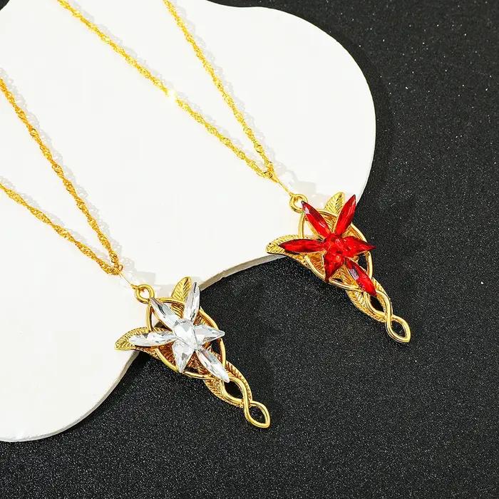 Arwen Evenstar-Collier avec pendentif en cristal doré pour femme et fille
