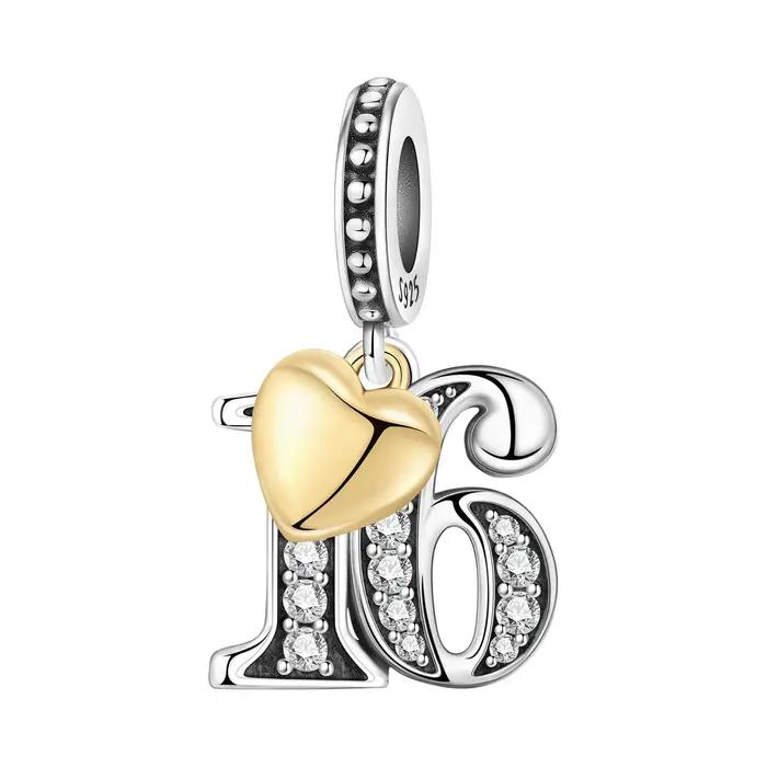 Pendentif numéro en argent Sterling 925 Original