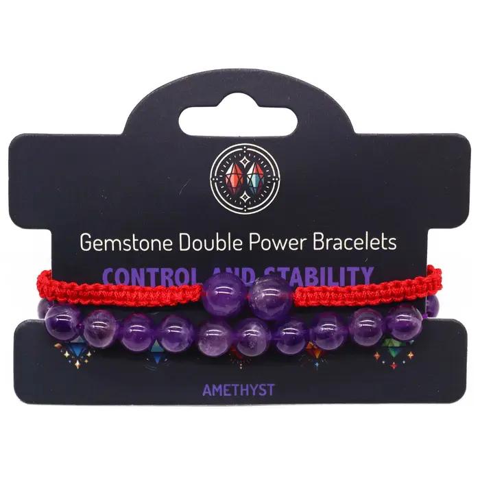 Gemstone Double Power Bracelets- Amythist