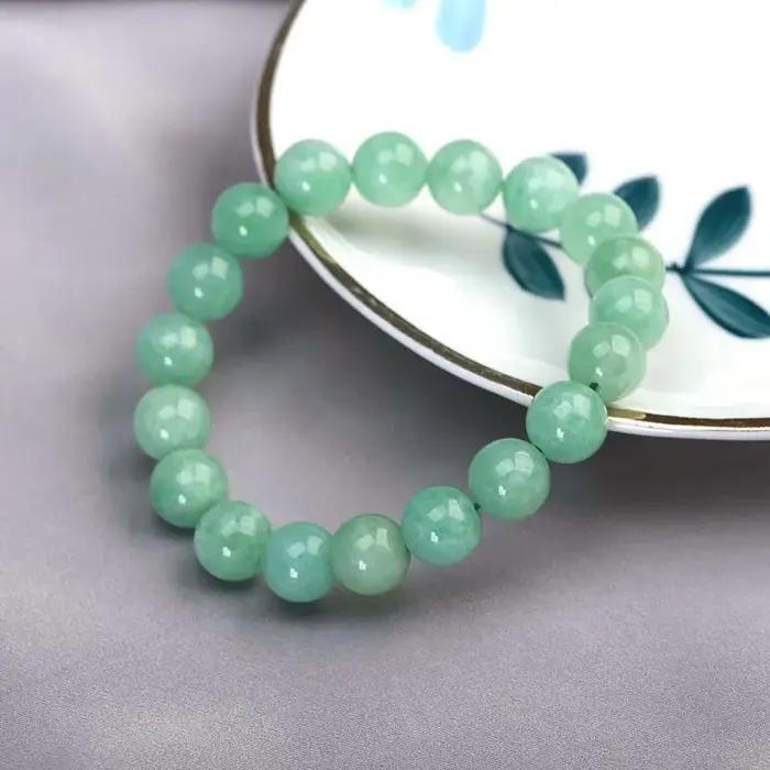 JD Bracelets de perles en pierre naturelle de Jade vert pour femmes