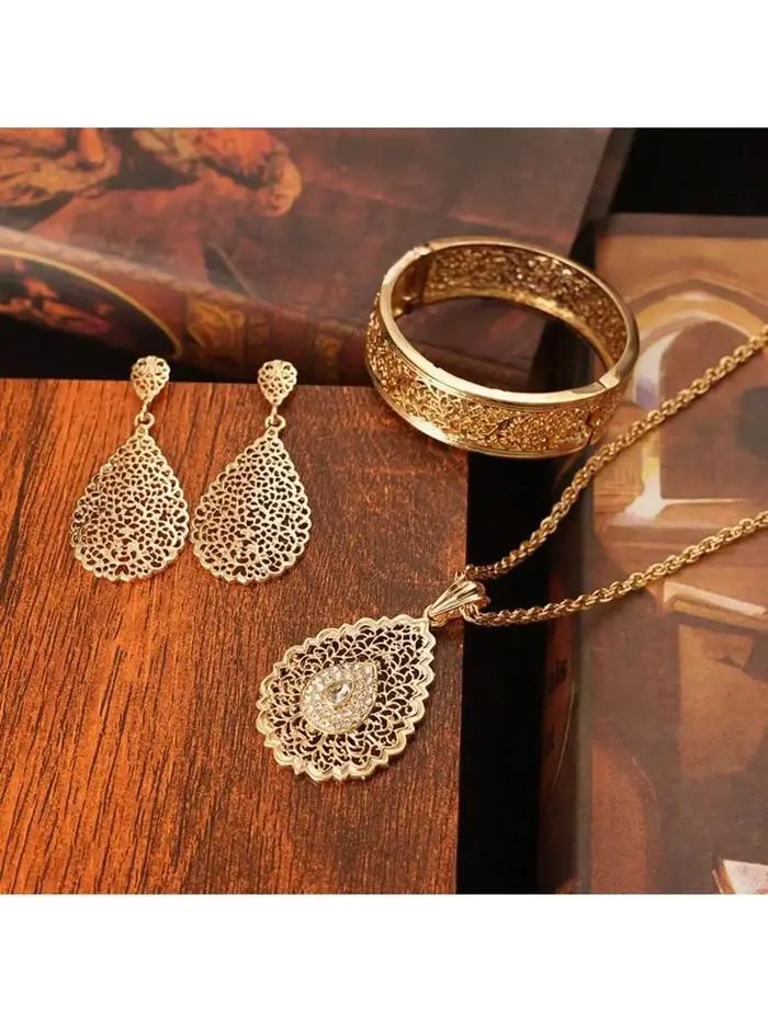 Ensemble de bijoux de luxe au Design arabe pour femmes