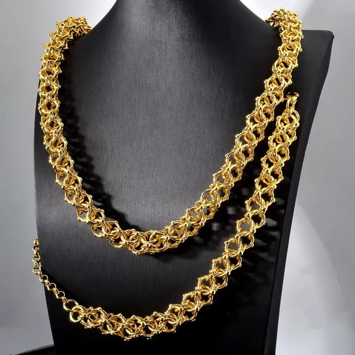 Hip Hop Punk Curb Cuban Link JONecklace pour femme et homme, déclaration, italien, or 18 carats, document, tour de cou Chim03