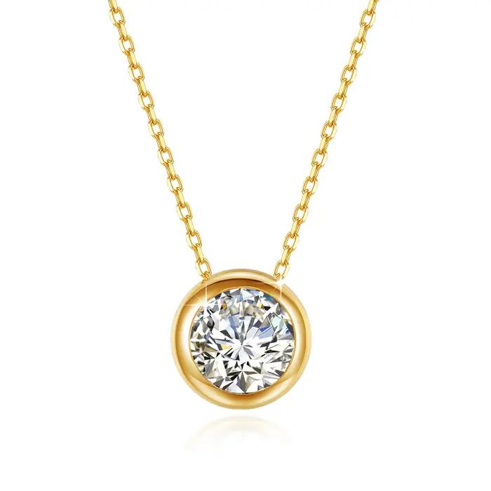 SDOOU – collier classique en or véritable 18 carats, 0.5-1ct, solitaire, avec pendentif en moissanit