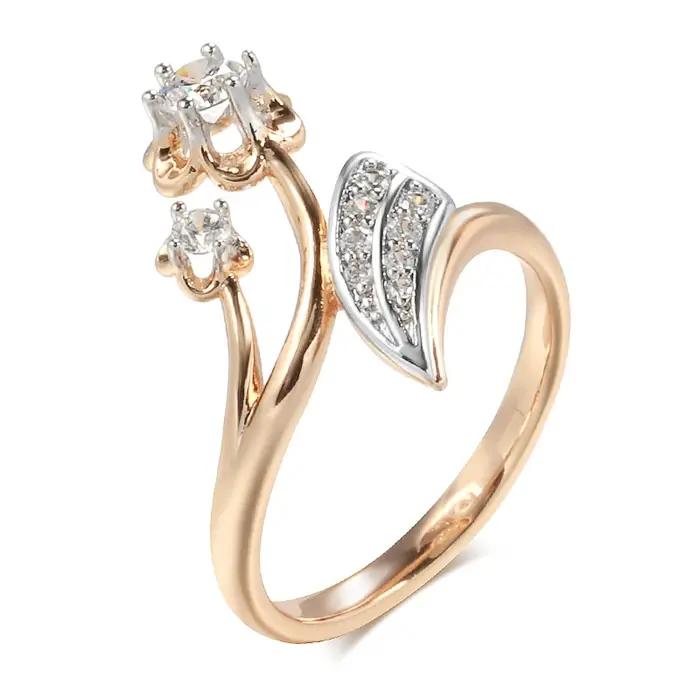 Anneau en or rose 585 avec zirconium blanc pour mariage et occasions spéciales vintage élégant pour femme