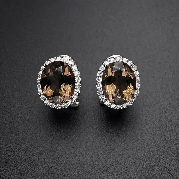 Boucles d'oreilles ovales en argent regardé 925 pour femme