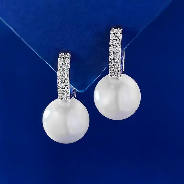 Boucles d'oreilles incrustées de perles en argent pur S925 pour femmes, bijoux de luxe, 11mm, micro, mode, vente chaude