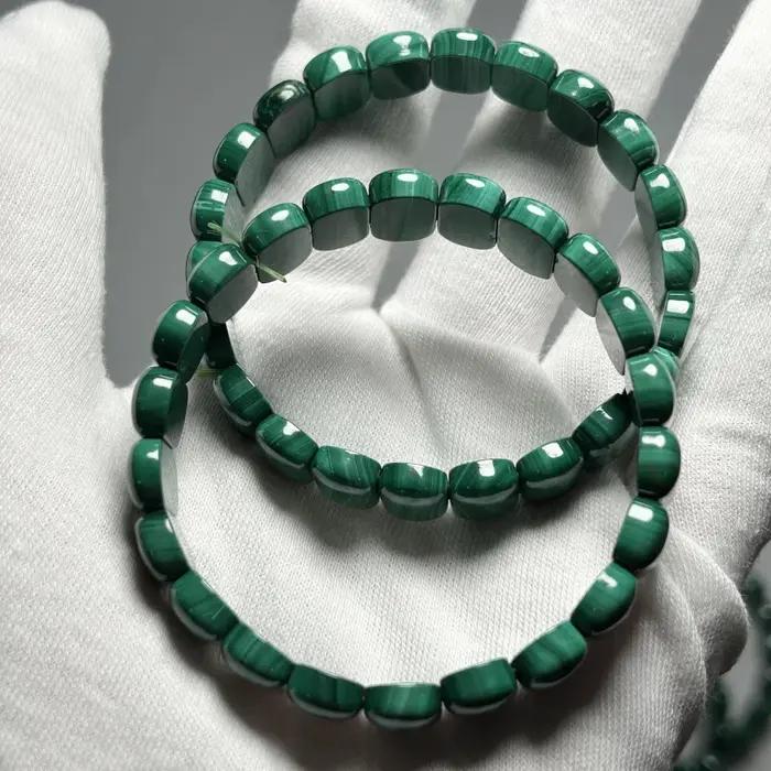 Bracelet en malachite naturelle, symbole de protection et croissance, perles rectangulaires, poids généreux, occasion spéciale pour femmes