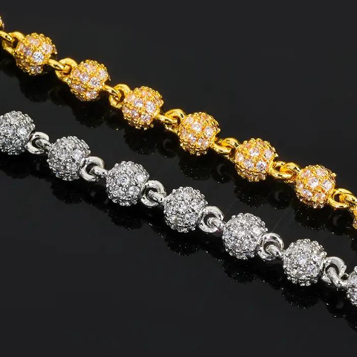 Bracelet en diamant et perles rondes personnalisable pour femmes, plaqué or, certifié GDTC, pour soirées et occasions spéciales