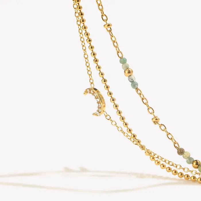 Bracelet E.B.belle lune à trois couches plaqué or 18 carats acier inoxydable pour femmes style moderne occassions spéciales