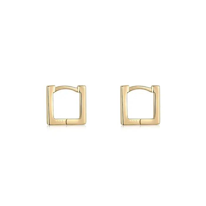Boucles d'oreilles en argent pur 925 design carré géométrique élégantes pour femmes occasions spéciales
