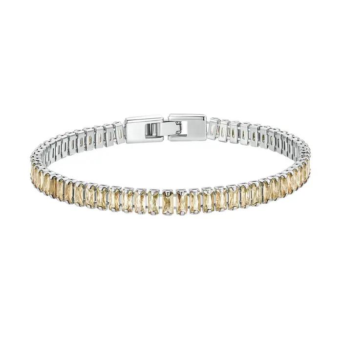 Bamoer – Bracelet carré brillant en Zircon pour femmes, bijoux authentiques, plaqué platine, cadeau