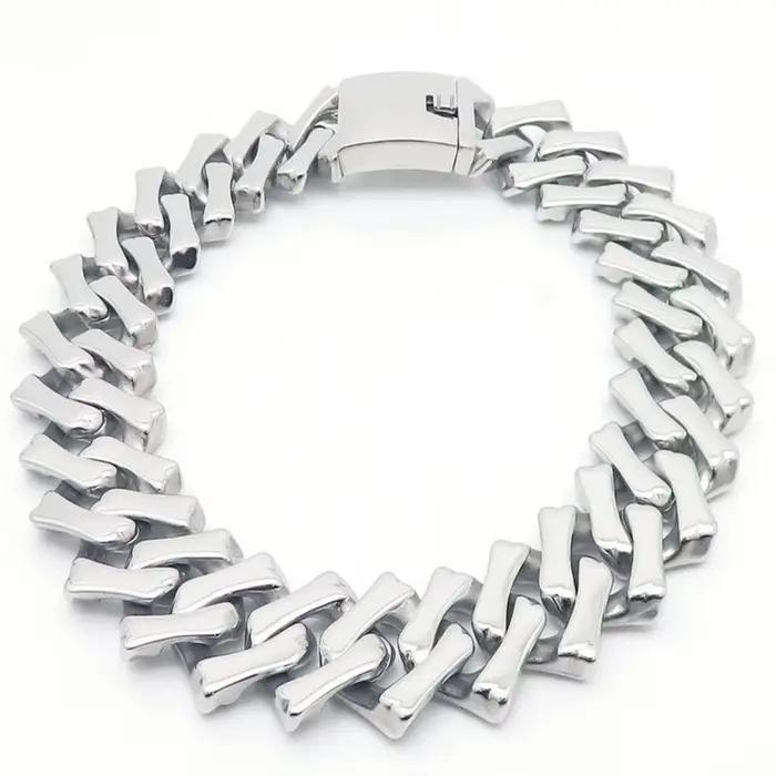 Kalen ChimLager-Tour de cou en acier inoxydable pour hommes et femmes, collier cubain, bijoux de doc