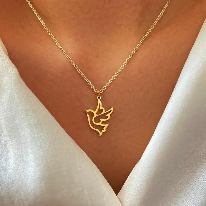 Colliers en acier inoxydable avec pendentif colombe de la paix