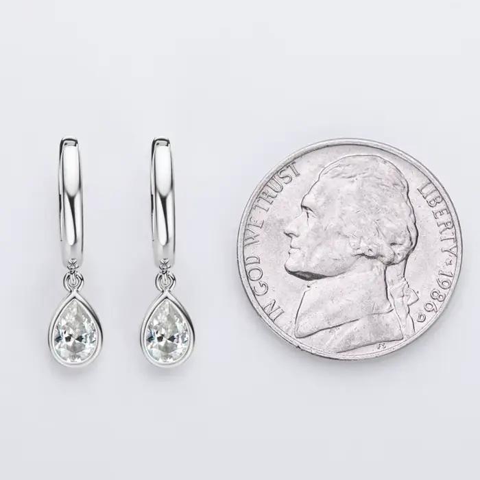 IOGOU-Boucles d'oreilles Moissanite Dangle Huggie pour femme, lunette en forme de formage, créoles en argent regardé 100% 925, bijoux originaux pour filles