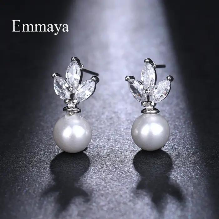 Emmaya luxe autrichien clair cubique zircone boucles d'oreilles pour femmes Imitation