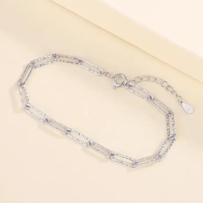 Bracelets chaîne en argent Sterling 925 scintillant pour femmes, luxe élégant, trois couches de perl
