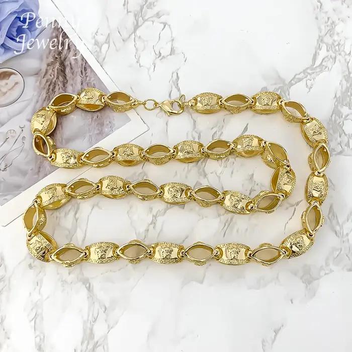 Collier doré HIPUNK plaqué or 18 carats pour hommes style Y2K occasions spéciales soirées cérémonies fiançailles mariages