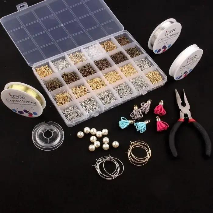 Connecteurs de bijoux en alliage pour fabrication DIY 3000 pièces anneaux de saut fermoirs crochets anneaux ouverts dos de boucles d'oreilles pinces arrière occassions spéciales à offrir