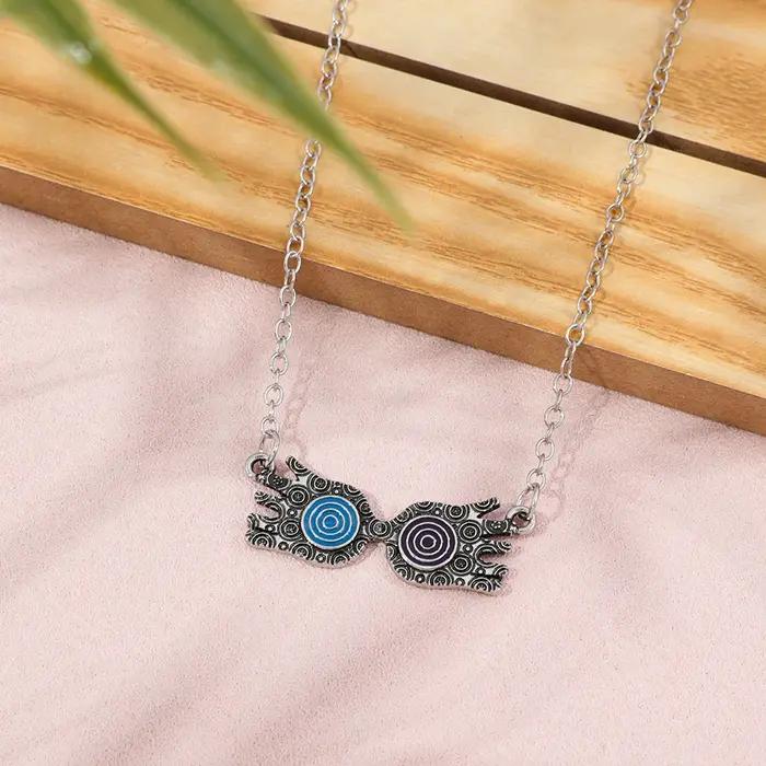 Collier de lunettes Luna Lovegood mauvais œil bleu rouge Boho bijou à offrir pour femmes occasions spéciales