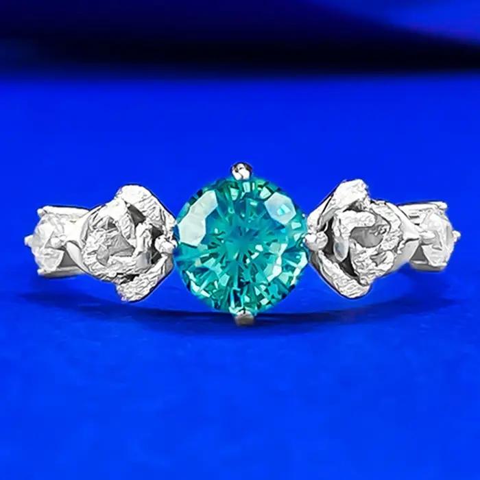 Wong Rain – bague de fiançailles ronde en argent Sterling 925