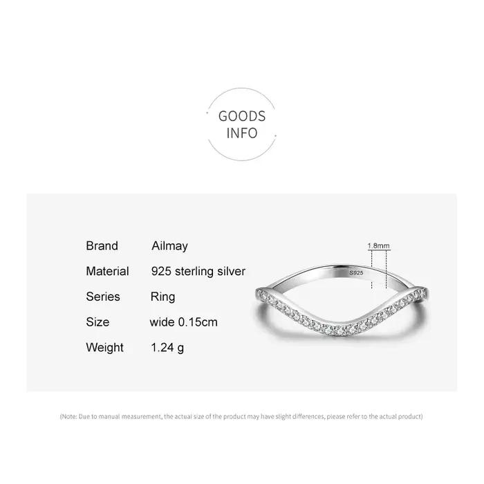 Bague Ailmay en argent sterling 925 avec pierres de zirconium transparentes pour femmes et filles, élégante et moderne pour occasions spéciales et accessoires de fête