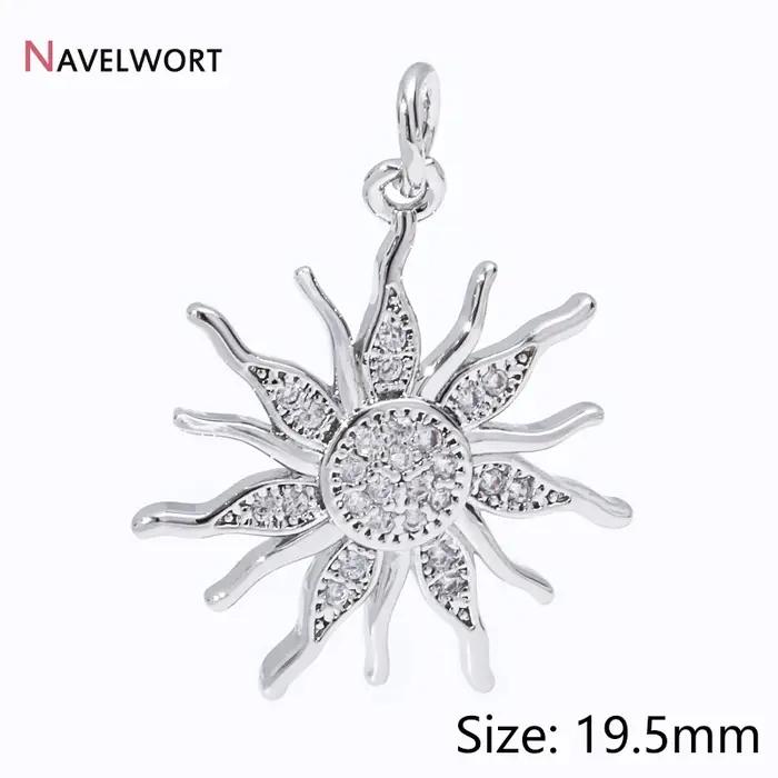 Pendentif en laiton plaqué or 18 carats avec breloques soleil en Zircon pour la création de bijoux DIY pour femmes occasions spéciales