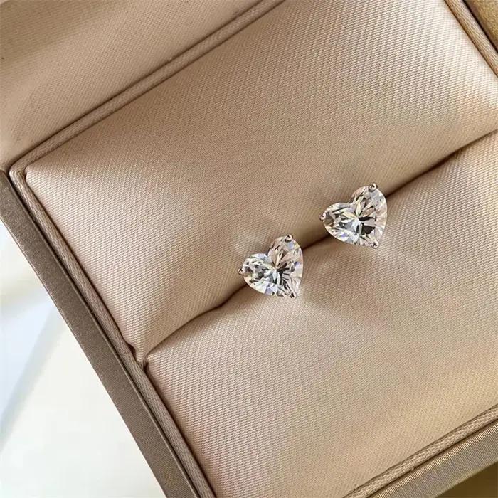 Boucles d'oreilles en forme de cœur en argent Sterling 925 pour femmes