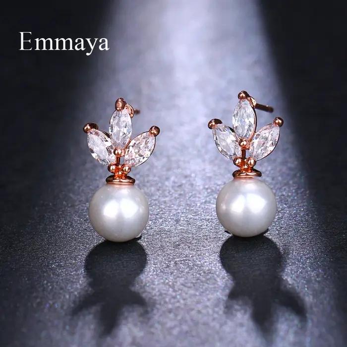 Emmaya luxe autrichien clair cubique zircone boucles d'oreilles pour femmes Imitation
