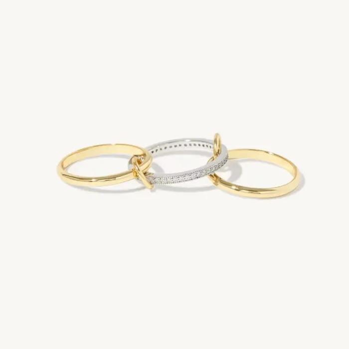 LATS – bague bicolore à trois anneaux en cuivre plaqué or 14K pour femmes