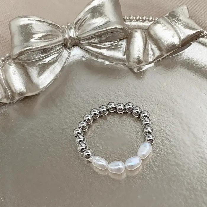 Bague en perles d'eau douce naturelles pour femme