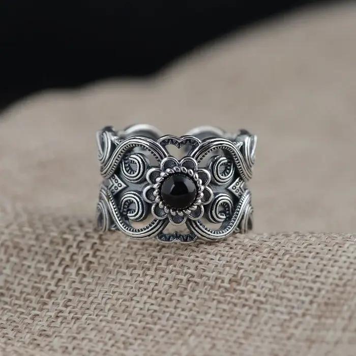 Bague en argent regardé S925 pour hommes et femmes