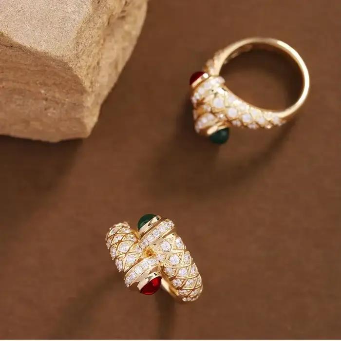 Bague rétro Vintage en or 18 carats pour femmes
