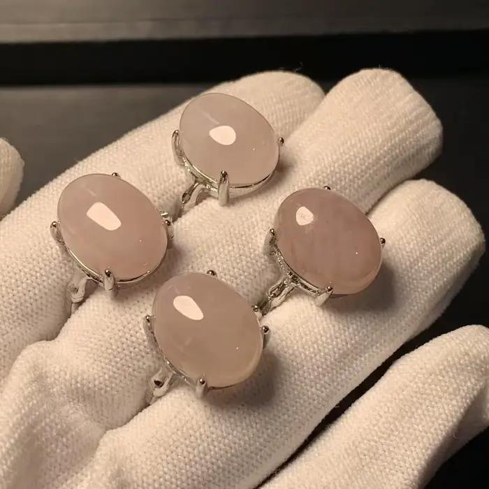 Bague en Quartz Rose naturel MM, réglable, bijoux pour femmes, cadeau, vente en gros, haute qualité, Vintage fin