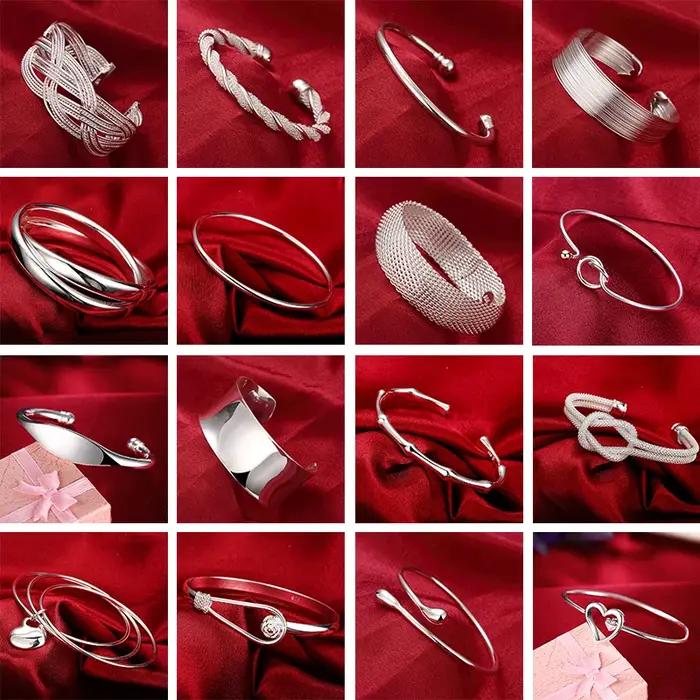 Grandes bracelets en argent Sterling 925 pour femmes