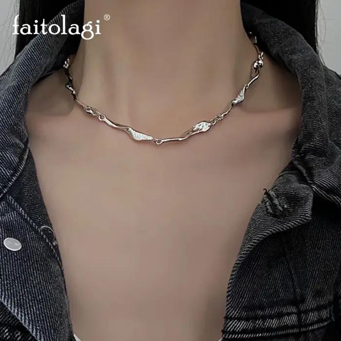 Collier chaîne en Zircon irrégulier Kpop coréen pour femmes