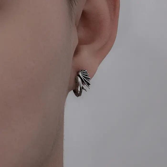 Boucles d'oreilles dragon longues en argent sterling 925 pour femmes style punk ailes rétro hip hop bijoux polyvalents cadeau d'anniversaire engagement mariage occasionnels