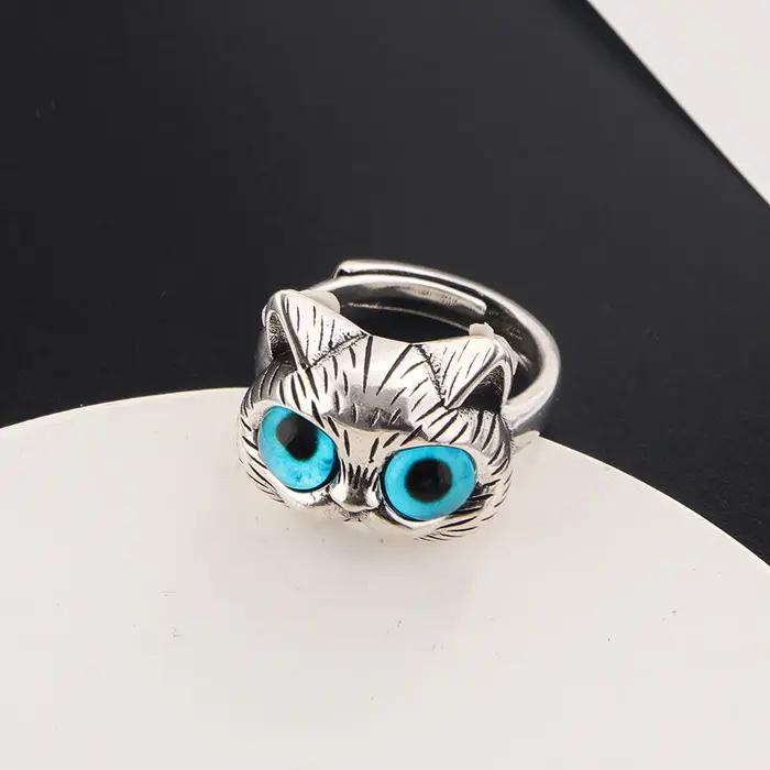 Bague chat en alliage couleur argent pour femmes