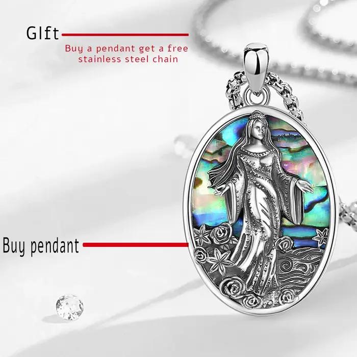 Collier en argent sterling 925 avec coquille d'ormeau naturelle représentant la déesse de la mer Yemaya pour femmes et hommes occasions spéciales traditionnelles