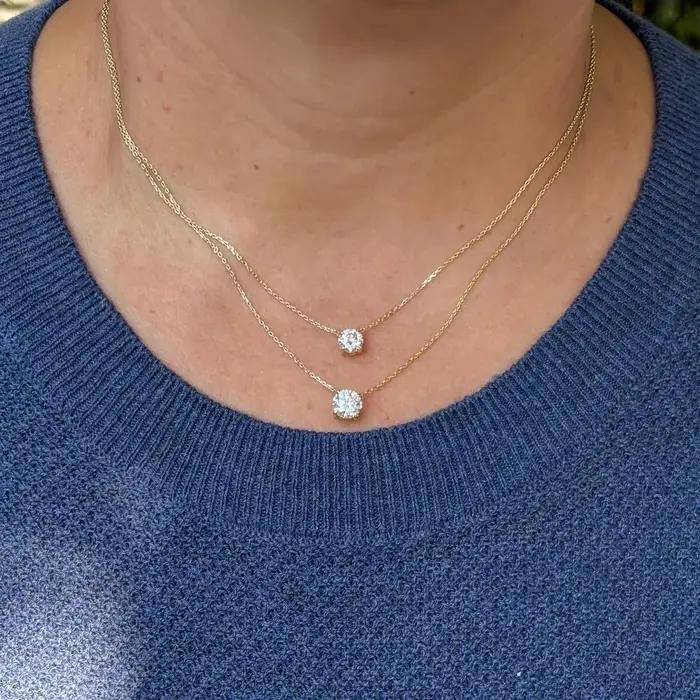 Collier avec pendentif Solitaire en diamant Moissanite pour femmes