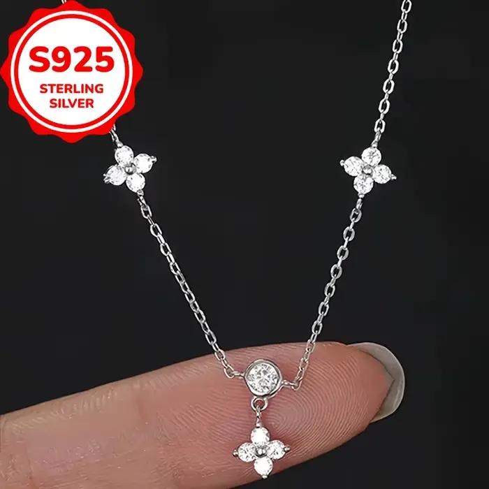 Collier trèfle à quatre feuilles porte-bonheur en argent S925