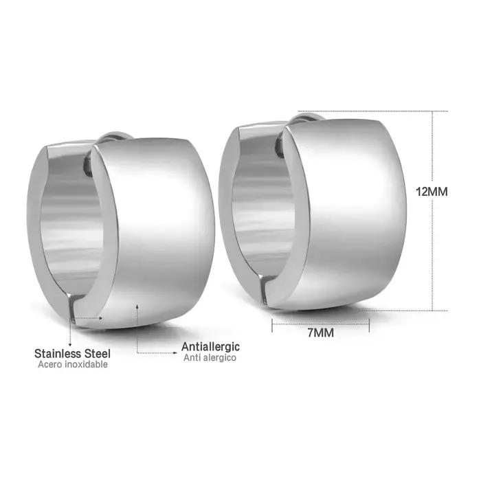Boucles d'oreilles de luxe en acier inoxydable pour femmes et hommes, 2 pièces, cerceau épais, rainu
