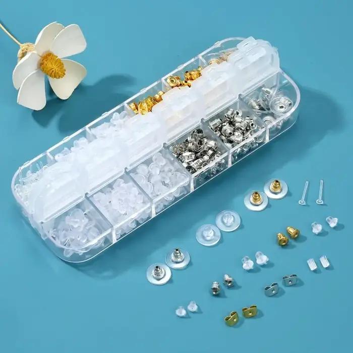 600 pièces/ensemble Anti allergique boucles d'oreilles dos goujons Kit 12 Styles clair