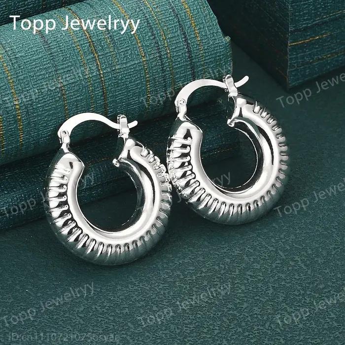 Charmants clips d'oreille en argent sterling 925 avec motif vertical exquis