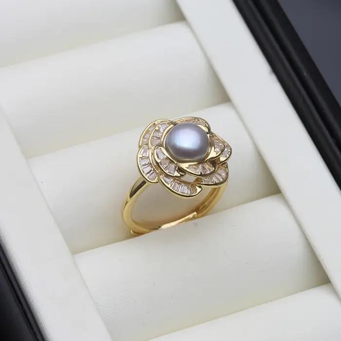 Bagues en perles d'eau douce naturelles pour femmes
