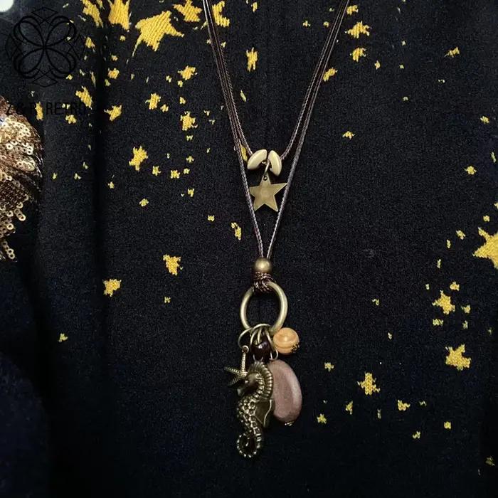 Collier en métal Antique cheval de mer fait à la main pour femmes