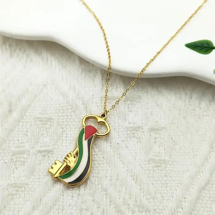Collier en acier inoxydable et or émaillé pour hommes et femmes